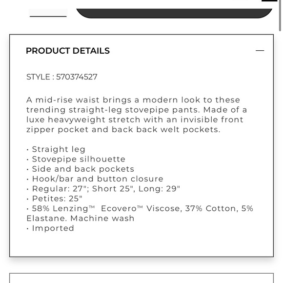 Mid-Rise Stovepipe Pants - Picture 5 of 5